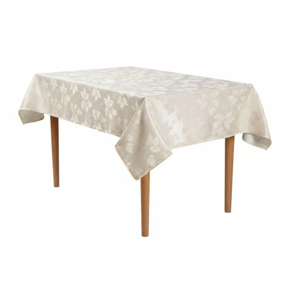 Toalha de Mesa 1,35M X 2,10M Elegance - Folhas Bege
