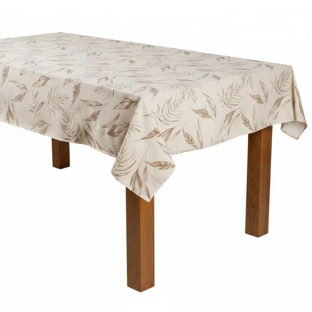 Toalha de Mesa 1,40M X 2,10M Verona - Bege Folhas