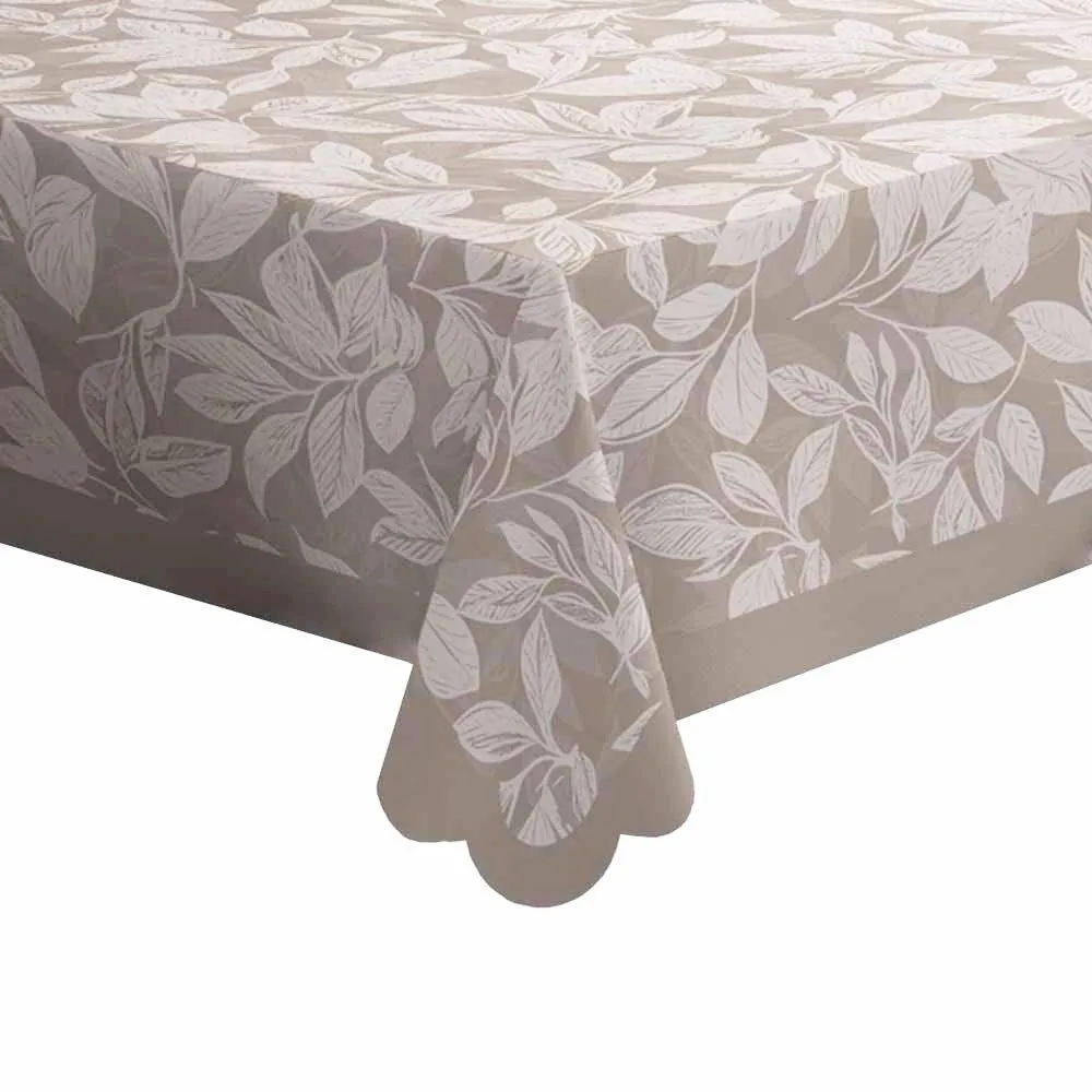 Toalha de Mesa 1,40 X 2,10 m Estampada - Folhas Cinza