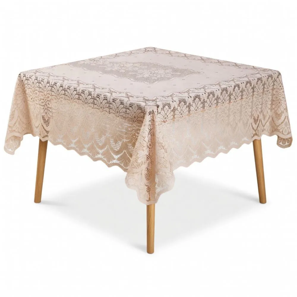 Toalha de Mesa Arabesco 1,60M X 1,60M - Bege