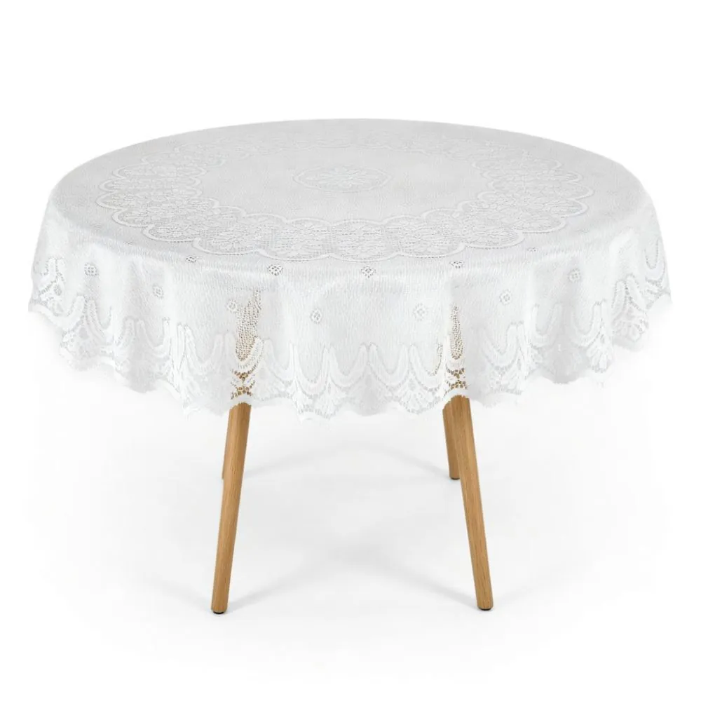 Toalha de Mesa Redonda 1,60M Arabesco - Branco