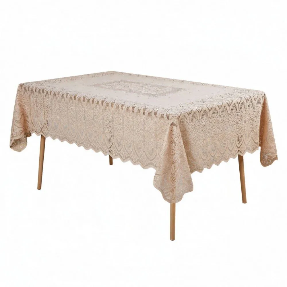 Toalha de Mesa Retangular 1,50M X 2,20M Arabesco - Bege