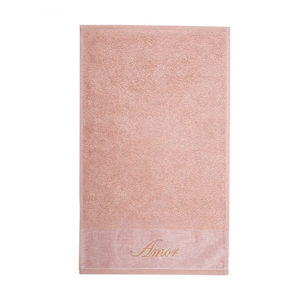 Toalha Lavabo Bordada Desejos - Veludo Rosa Amor