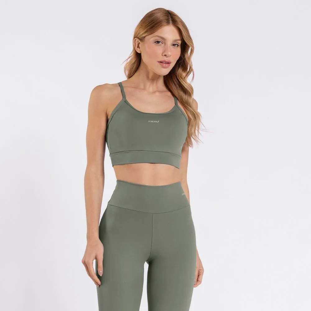 Top Feminino de Alça Básico Scream Verde Oliva