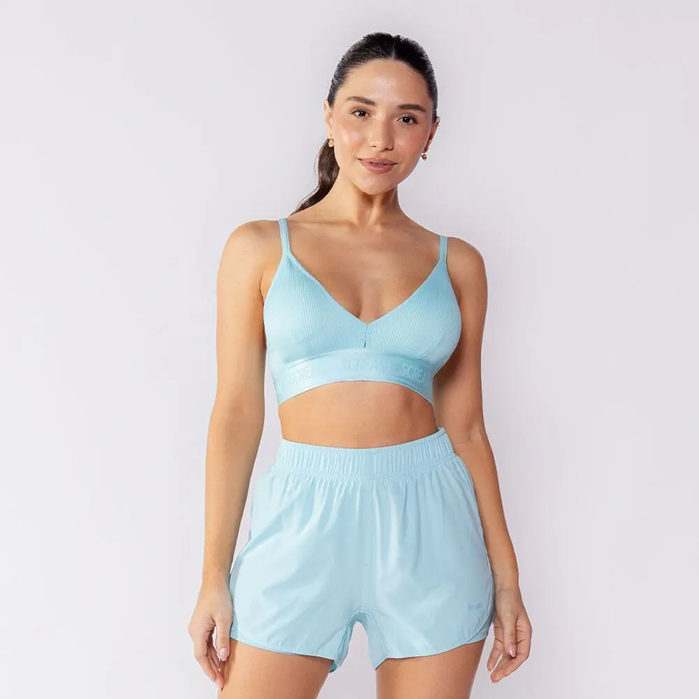 Top Feminino Esportivo Sem Costura Scream Azul Acqua
