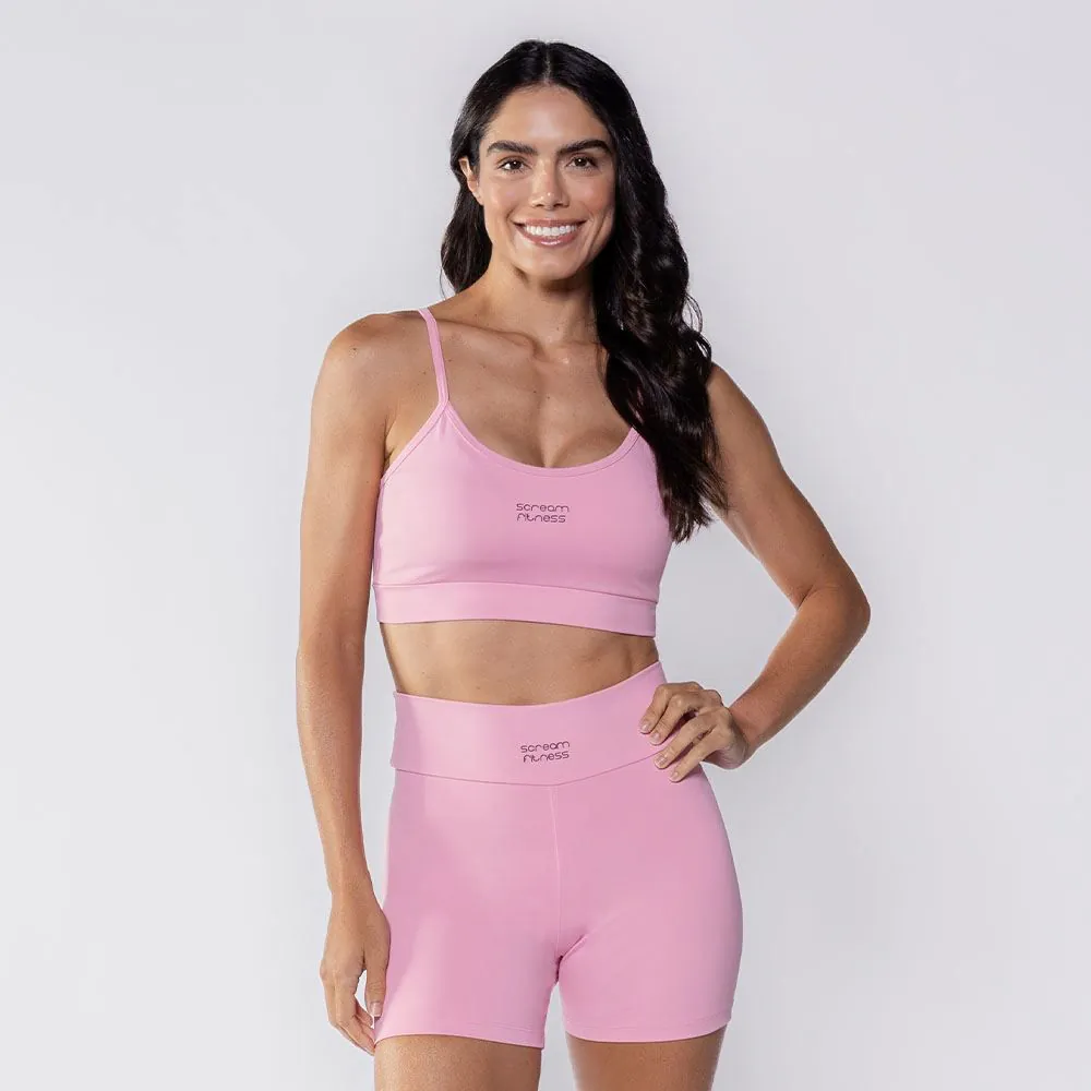 Top Feminino Fitness de Alça Scream Rosa Claro