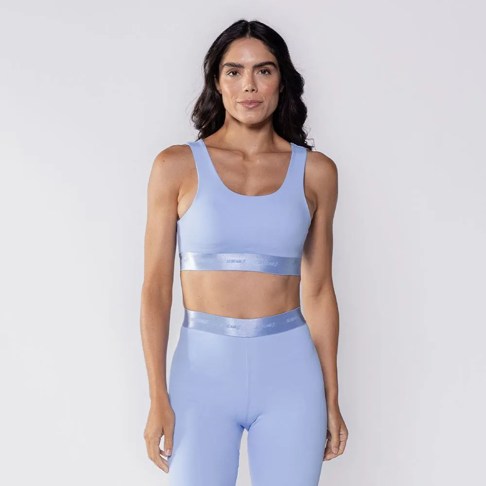Top Feminino Fitness Duplo Scream Azul Claro