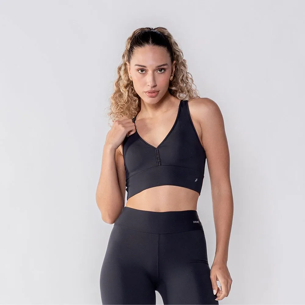 Top Feminino Fitness Nadador Básico Scream Preto