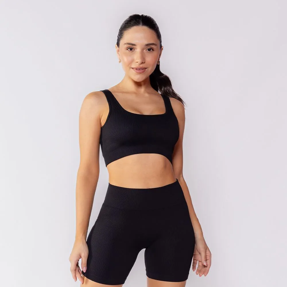 Top Feminino Fitness Sem Costura Scream Preto