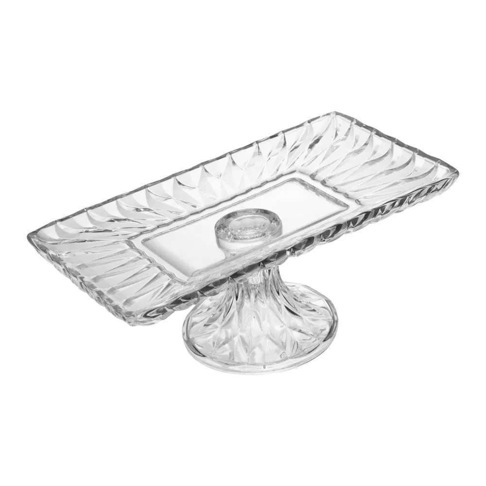 Travessa Retangular com Pé Cristal Diamond 30Cm Lyor - Diamond