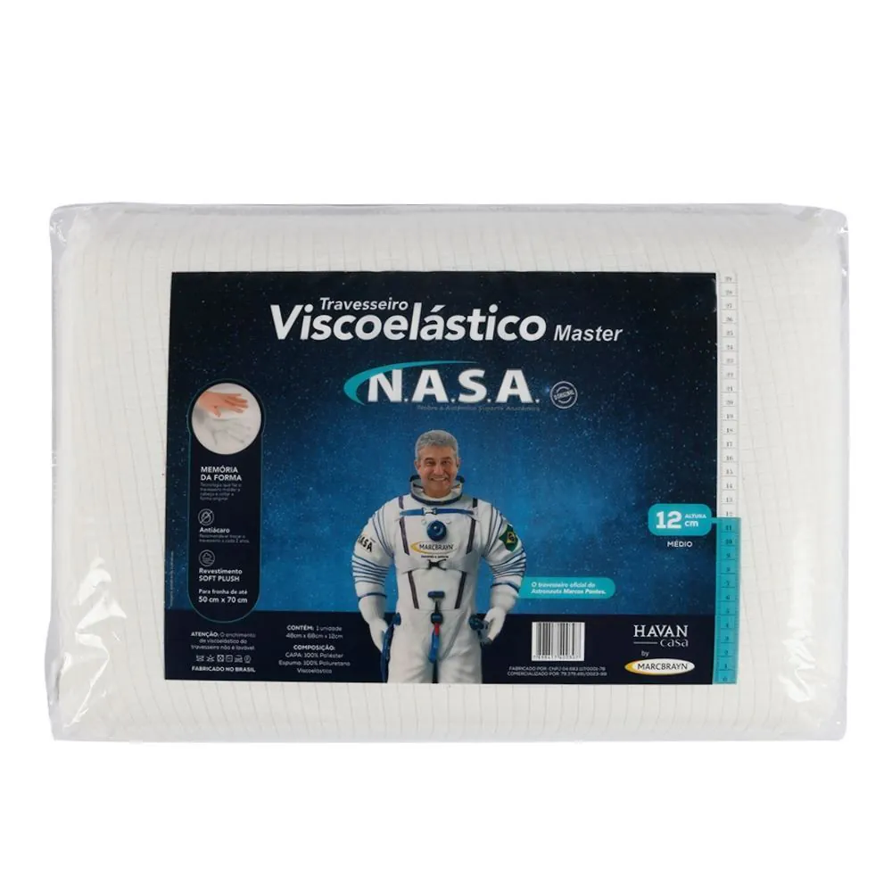 Travesseiro Nasa Viscoelástico 50X70cm by Marcbrayn - Branco