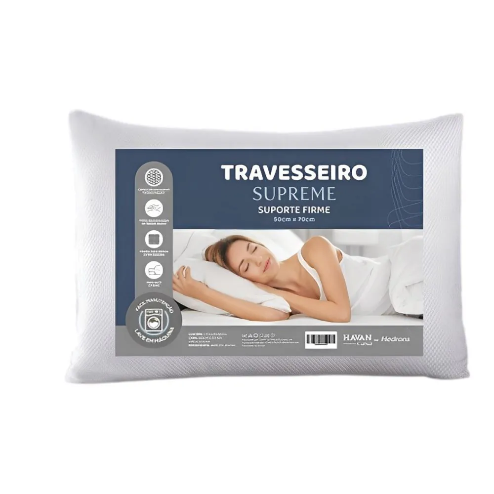 Travesseiro Suporte Firme 50Cm X 70Cm Supreme By Hedrons - Branco