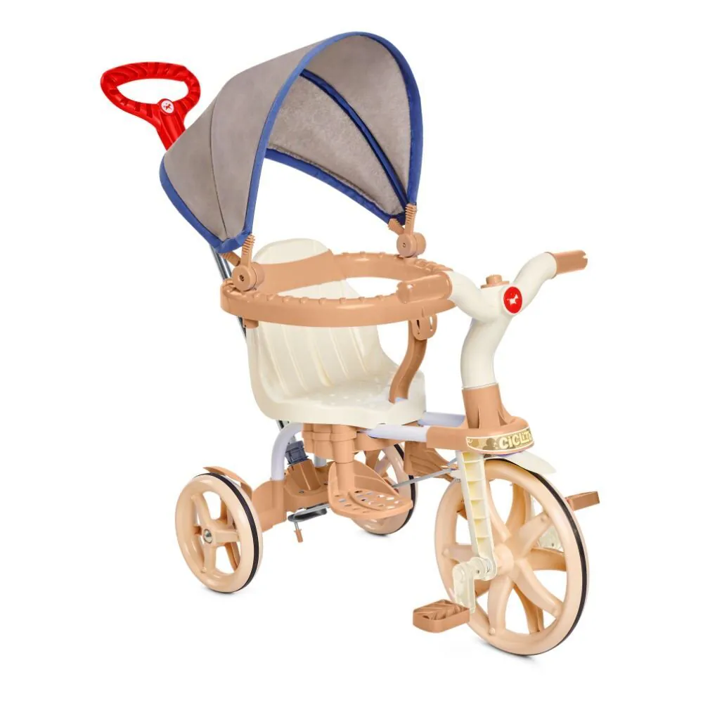 Triciclo Passeio e Pedal Ciclito Classic com Capota Calesita - Bege