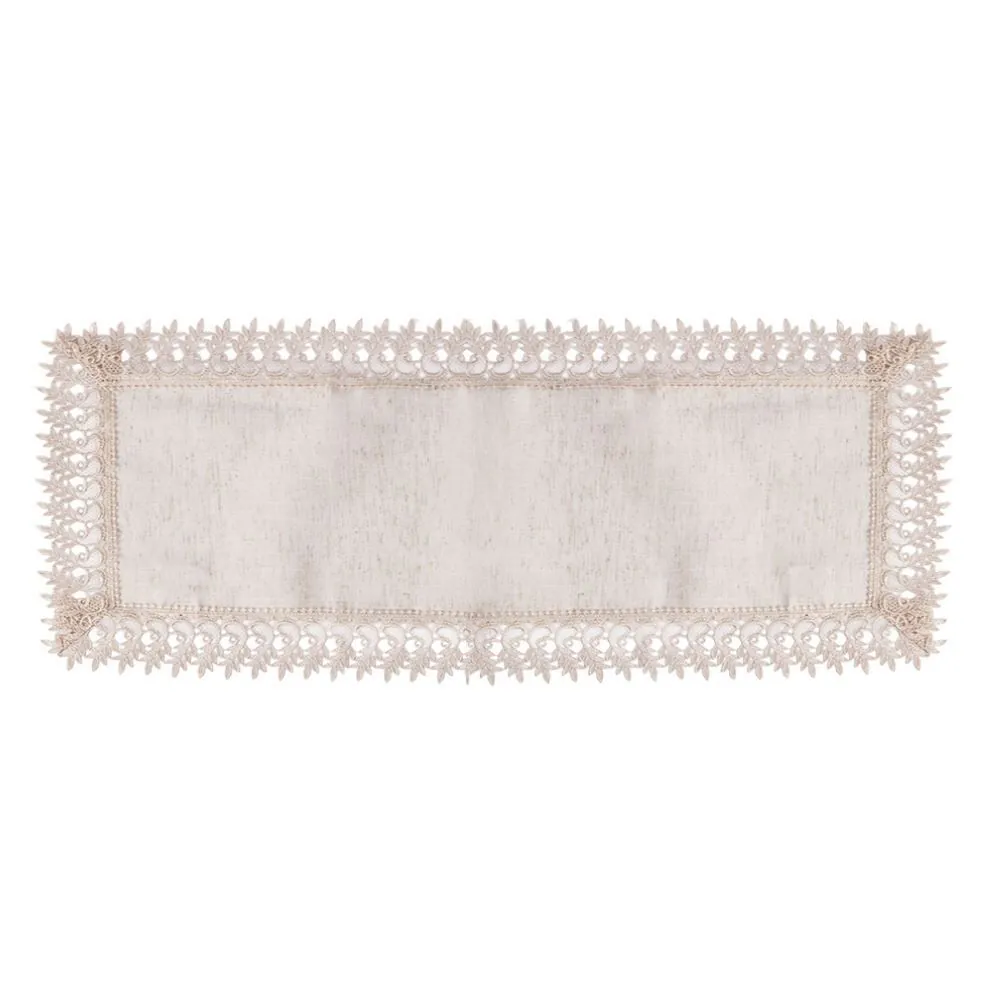Trilho de Mesa 40Cm X 1,30M Renda Guipir - Veneza Naturale