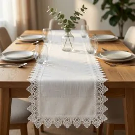 Trilho de Mesa 40Cm X 2,10M Renda Guipir - Veneza