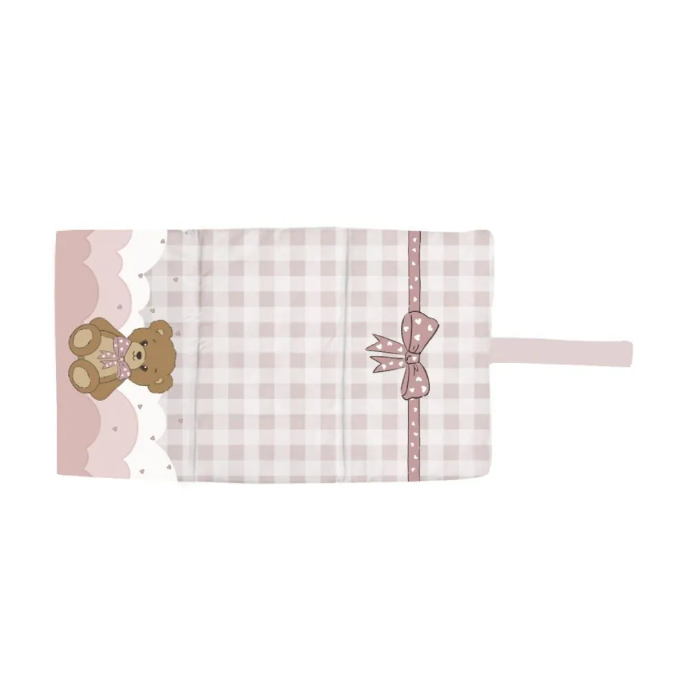 Trocador de Fraldas para Bebê Impermeável Baby - Urso Rosa