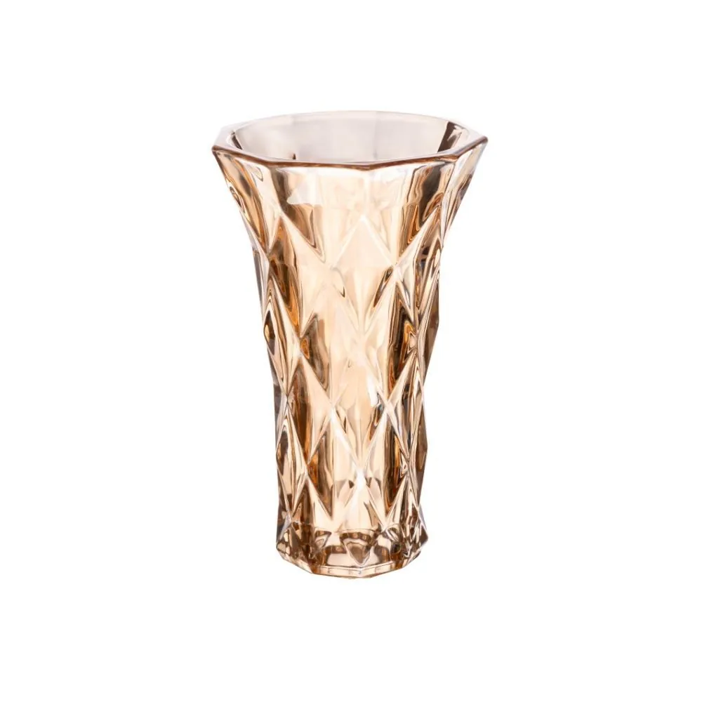 Vaso de Vidro Diamante Âmbar Lyor - 15 Cm