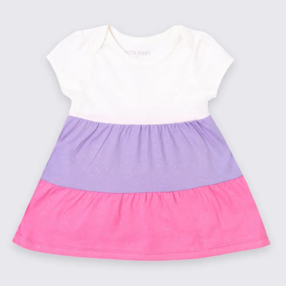 Vestido Bebê Menina de Algodão com Body Yoyo Baby Rosa