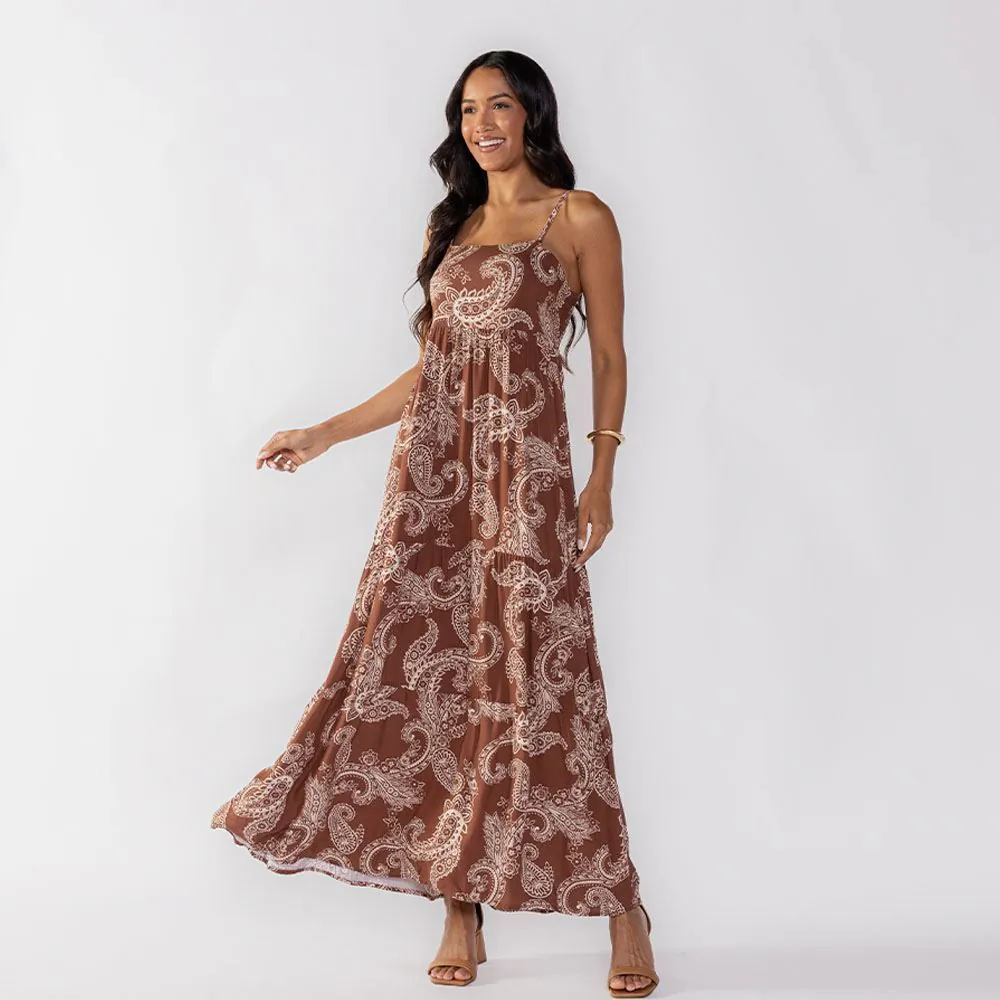 Vestido Feminino Longo com Babado Patricia Foster Floral