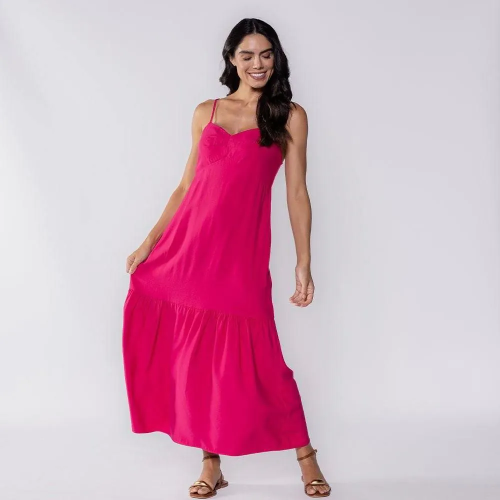 Vestido Feminino Midi de Alfaiataria Patricia Foster Fucsia