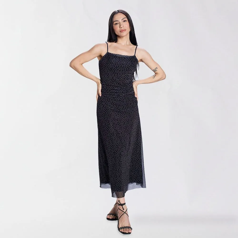 Vestido Feminino Midi de Tule Boby Blues Poa
