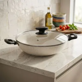 Wok com Tampa de Vidro Loreto Tramontina 28 cm - Vermelho