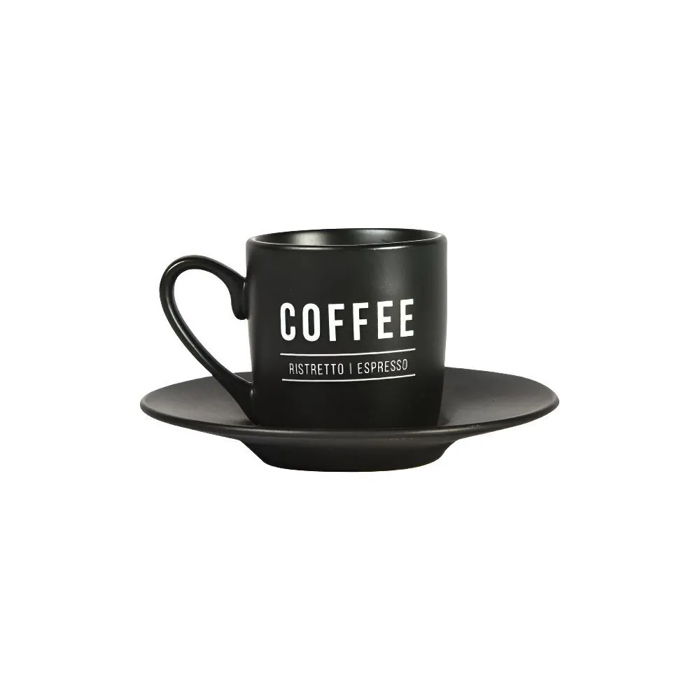 Xícara com Pires Porcelana Manhattan Hauskraft 80 Ml - Preto