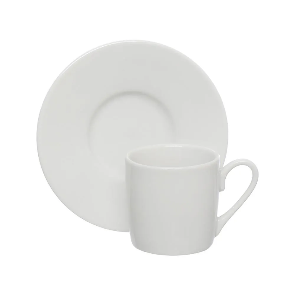 Xícara de Café com Pires de Porcelana 80Ml Hauskraft - Branco