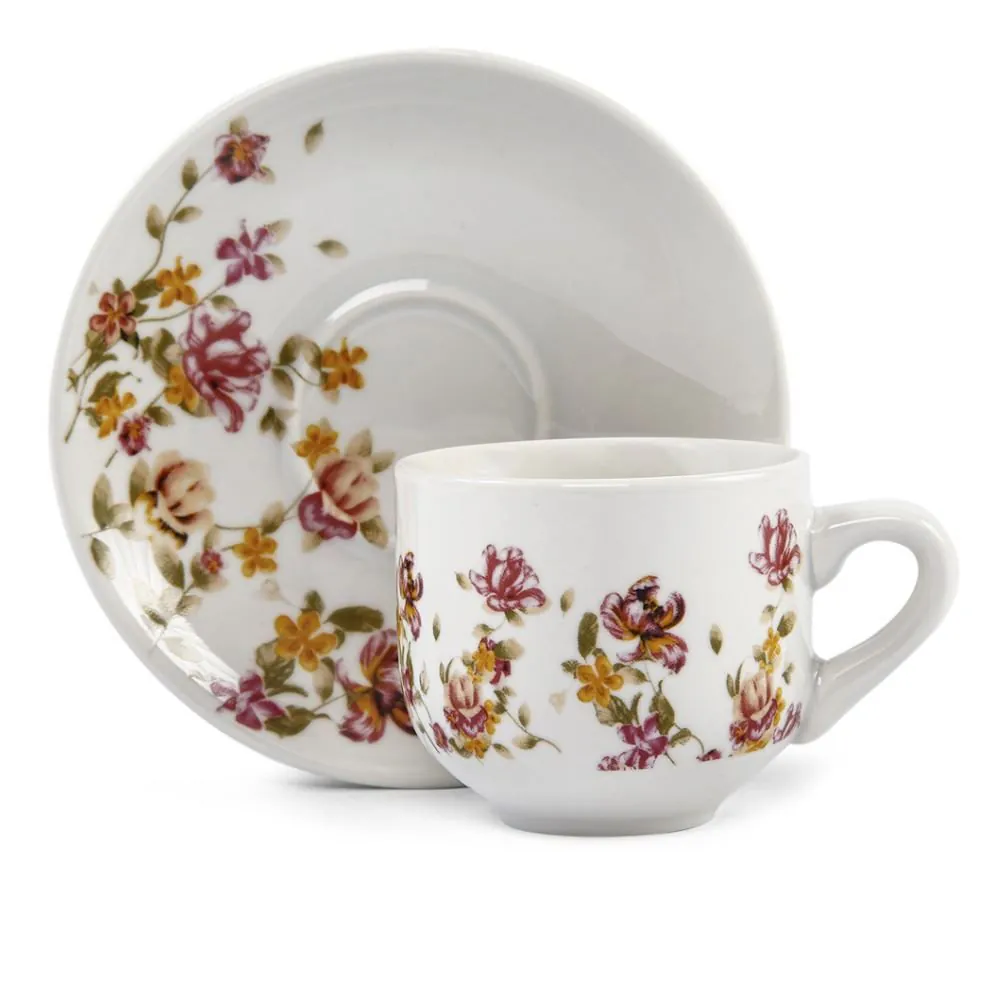 Xícara de Café com Pires Porcelana Le Jardin Hauskraft - 90 ml