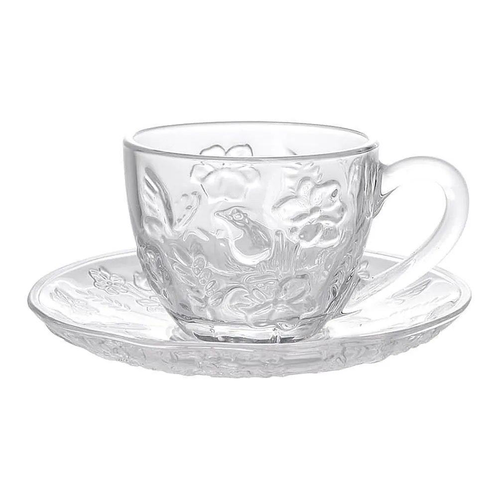 Xícara de Café com Pires Spring 100 ml Hauskraft - Transparente