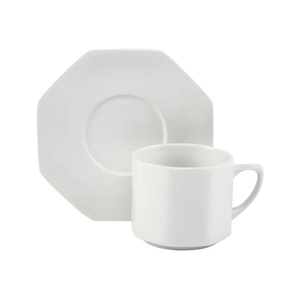 Xícara de Chá com Pires de Porcelana Orion Schmidt 280Ml - Branco
