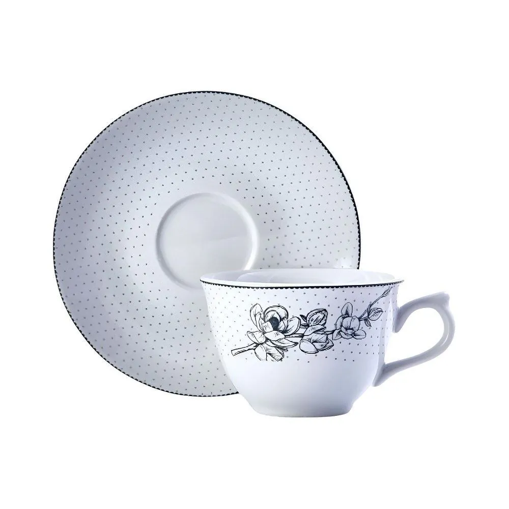 Xícara de Chá com Pires Porcelana Jasmine - 220Ml