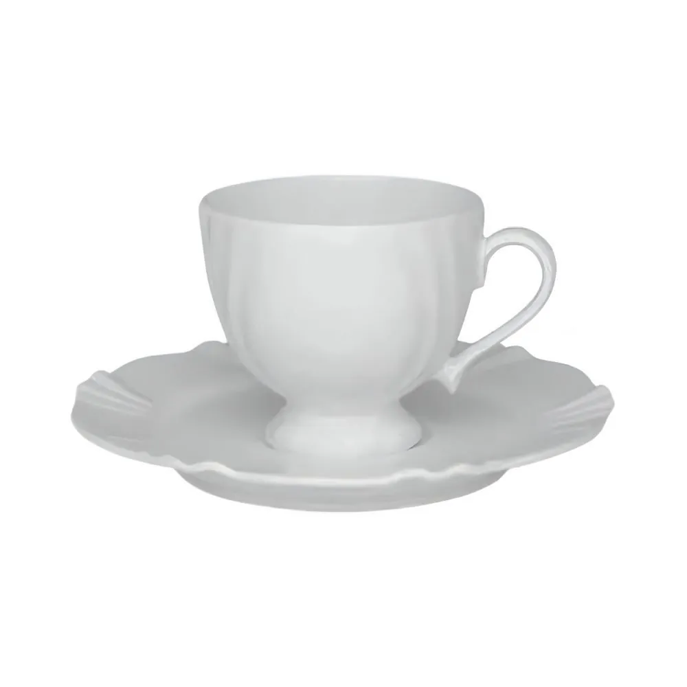 Xícara de Chá com Pires Soleil White Oxford 200Ml - Porcelana
