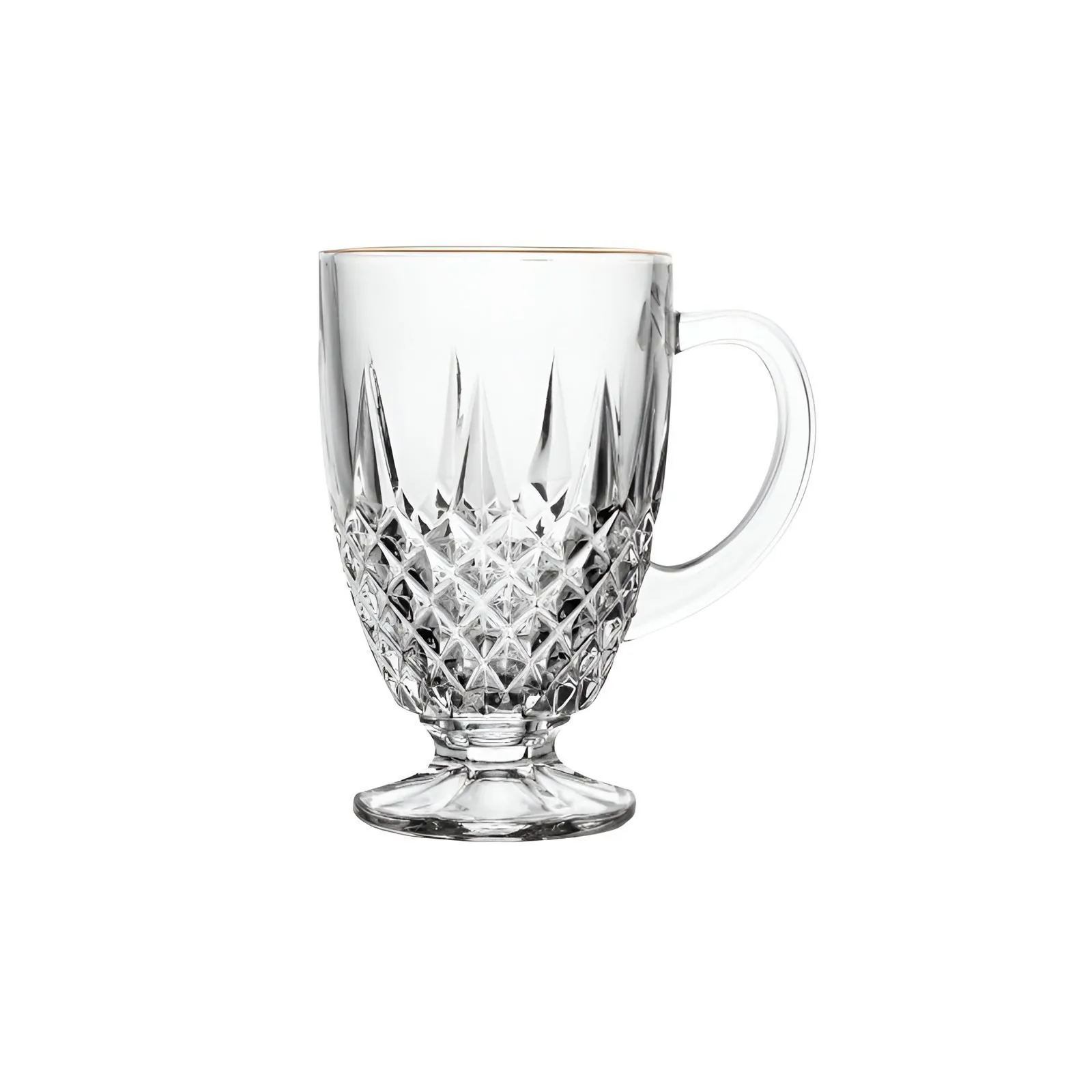 Xícara Diamante com Filete Dourado 150 Ml - Transparente