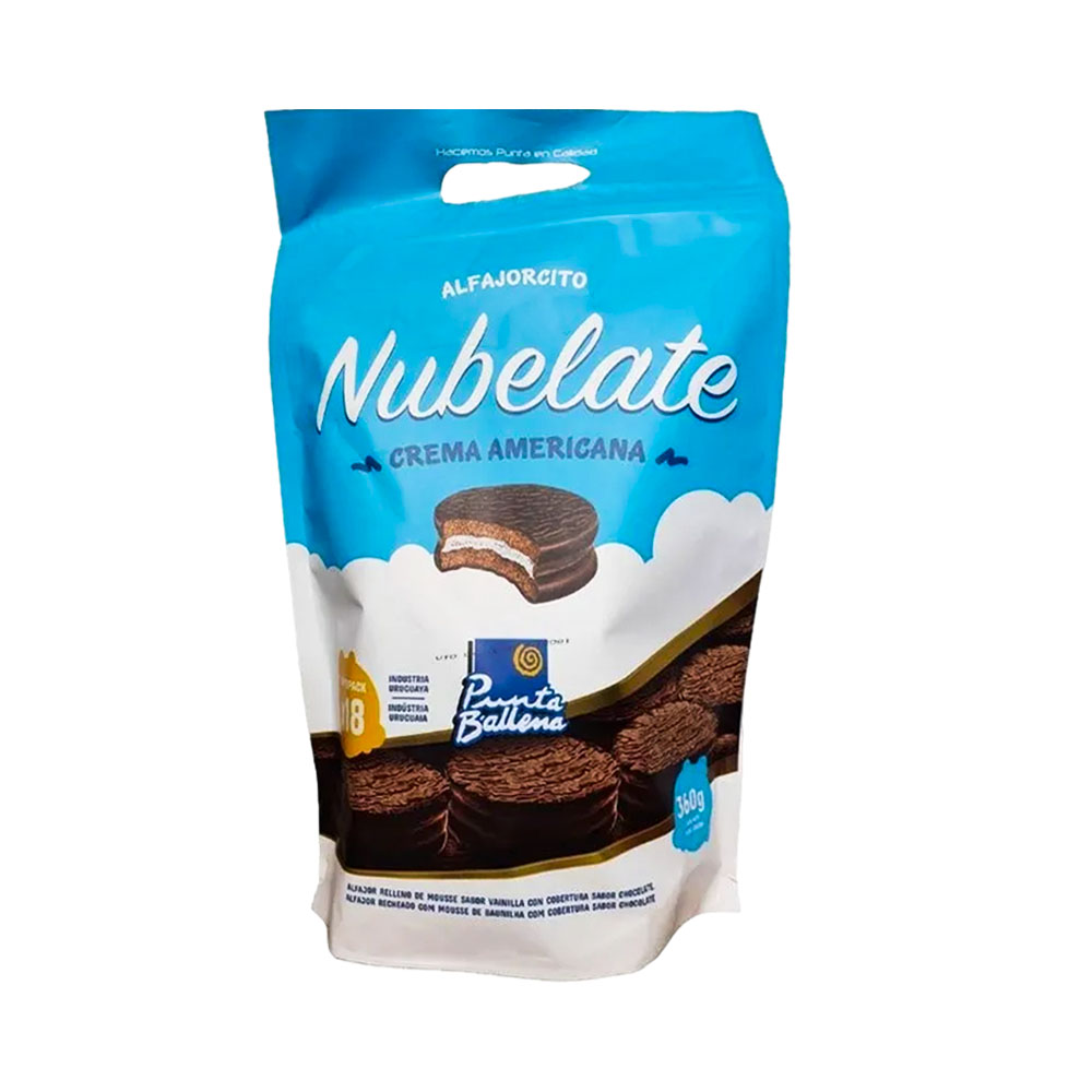 Alfajor Punta Ballena Nubelate 18 Unidades 360GR