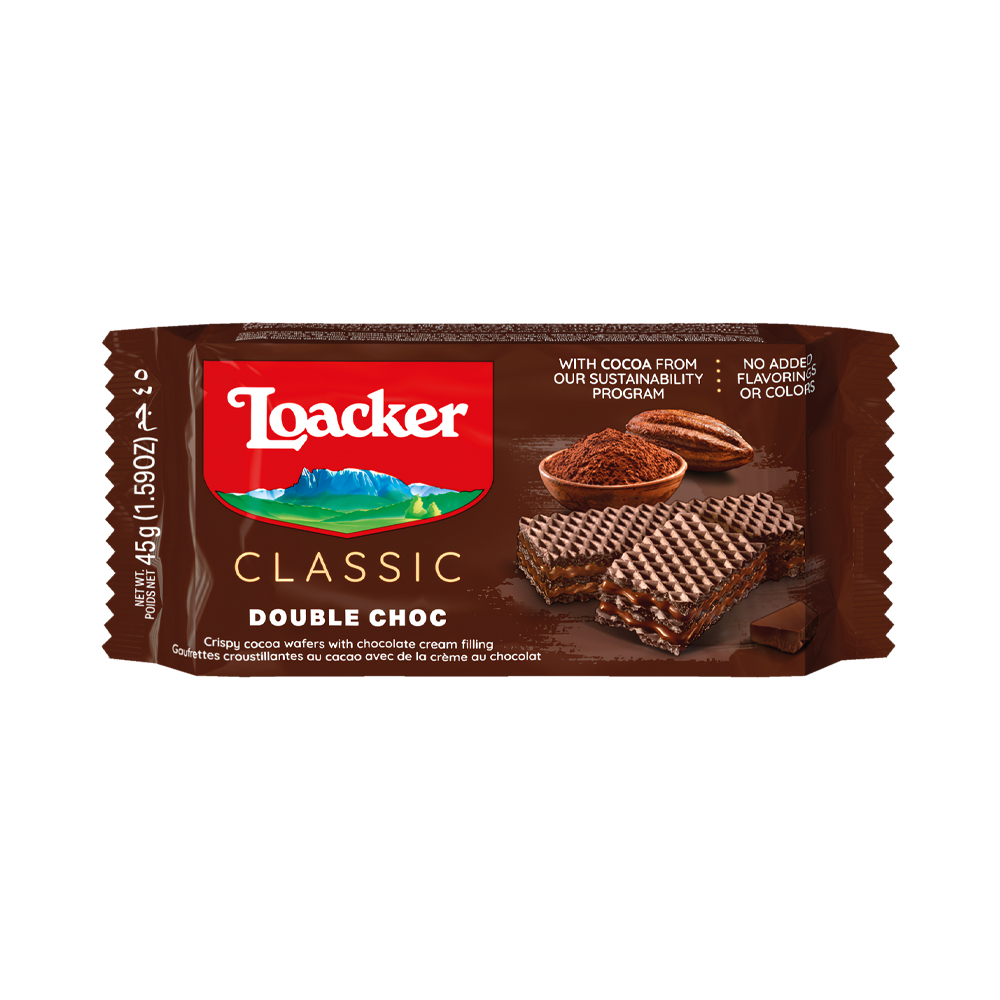 Biscoitos Loacker Classic Double Choco 45GR