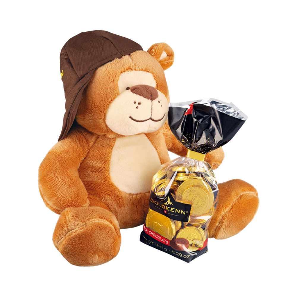 Chocolate Goldkenn Bear With Gold Coins 150GR
