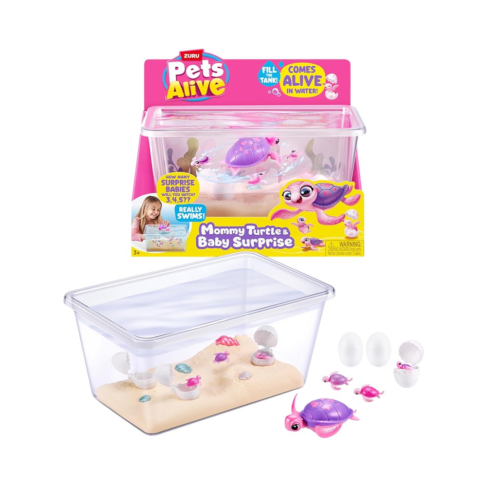 Kit de Jogo Zuru Pets Alive Mommy Turtle &amp; Baby Surprise 9560