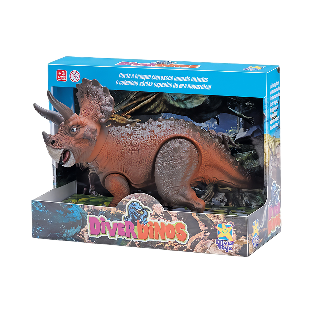 Figura de Dinossauro Divertoys Diver Dinos Triceratops 8195