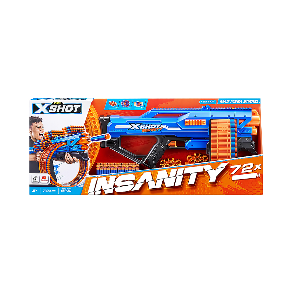 Lançador de Dardos Zuru X-shot Insanity Série 1 Mad Mega Barrel Blaster 36609