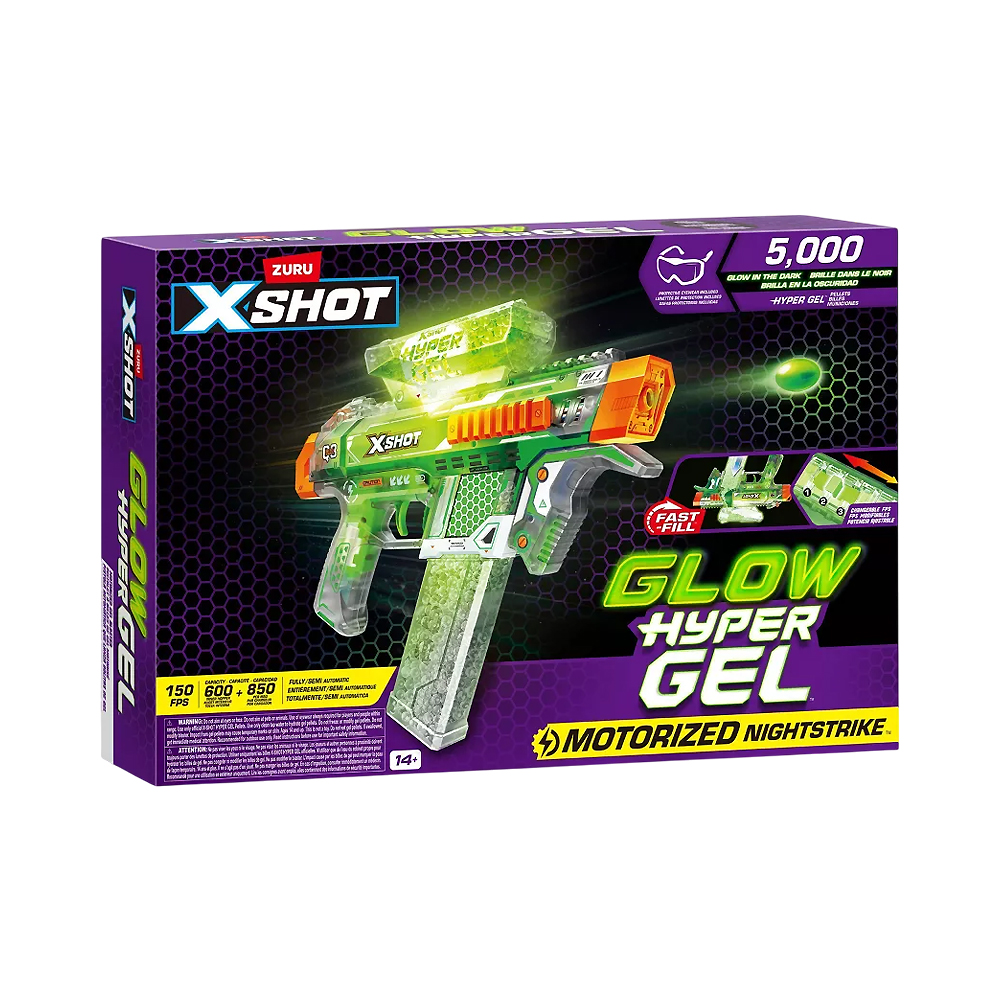 Pistola de Gel Zuru X-shot Hyper Gel Nightstrike Glow IN The Dark 36782