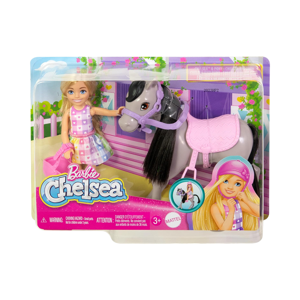 Boneco Mattel Barbie Chelsea Y SU Pony HTK29