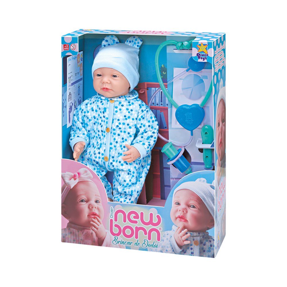 Boneco New Born Brincar de Dodõi Diver Toys 8337