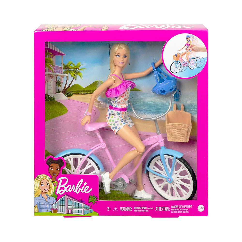 Kit de Jogo Mattel Barbie Doll And Bike Playset HBY28