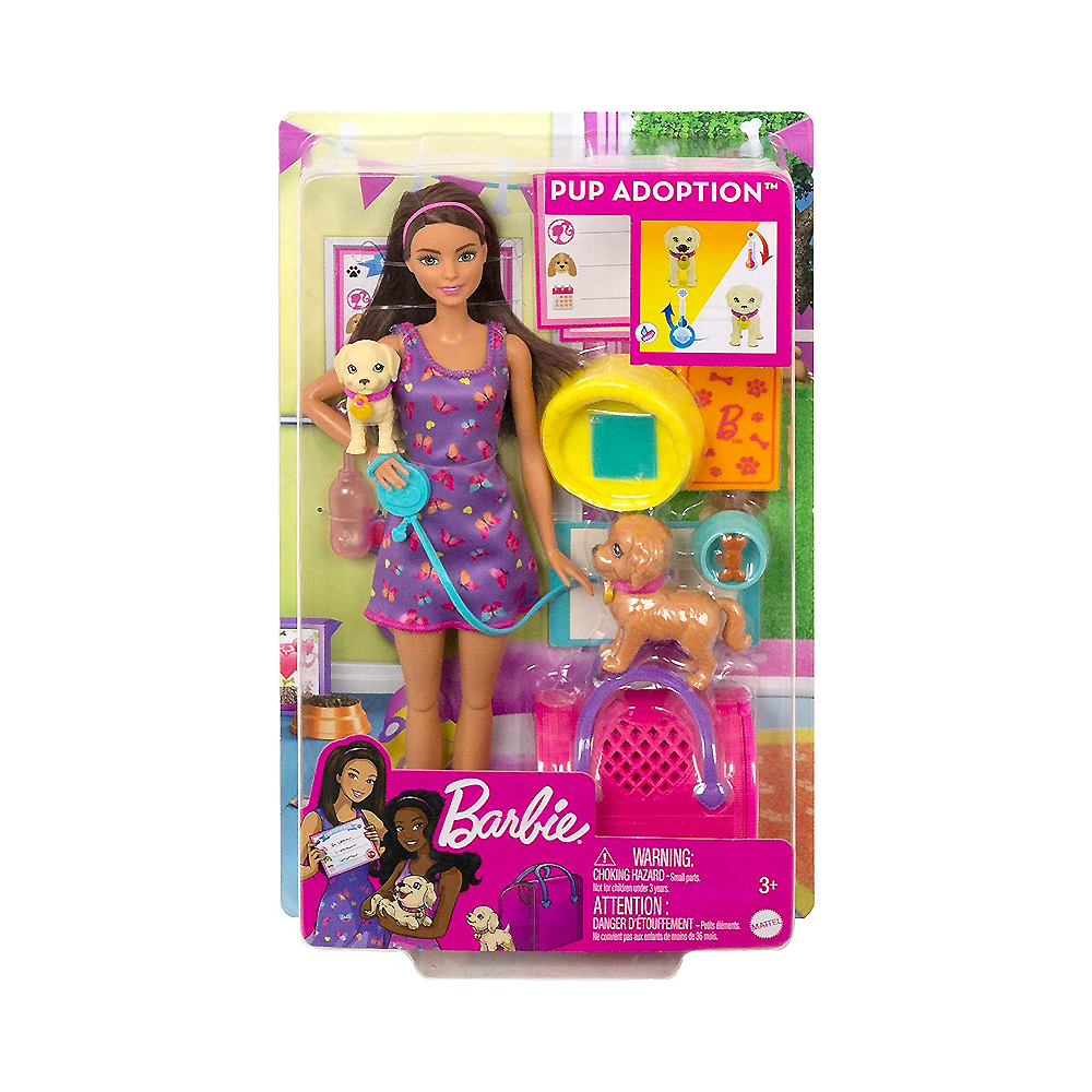Boneca Mattel Barbie Pup Adoption Playset With Doll HKD86