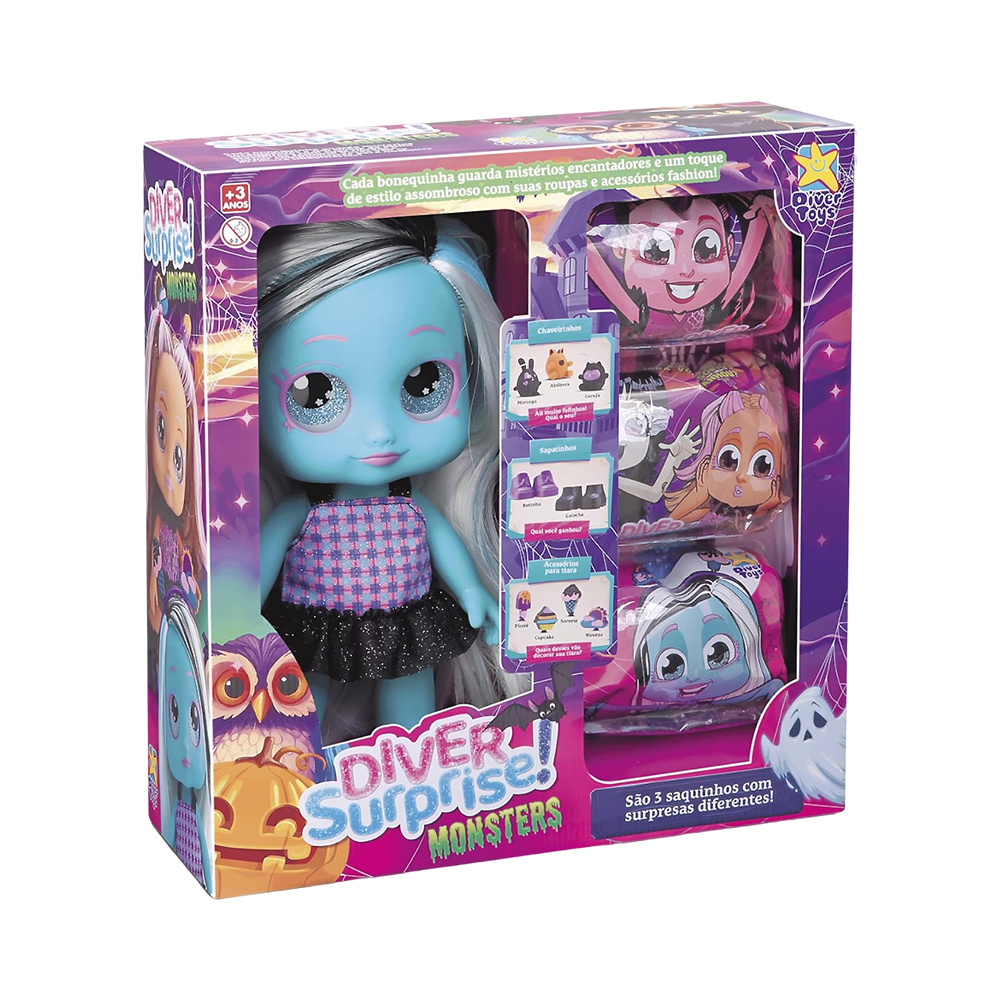 Boneca Divertoys Diver Surprise Monsters Zumbelina 8303