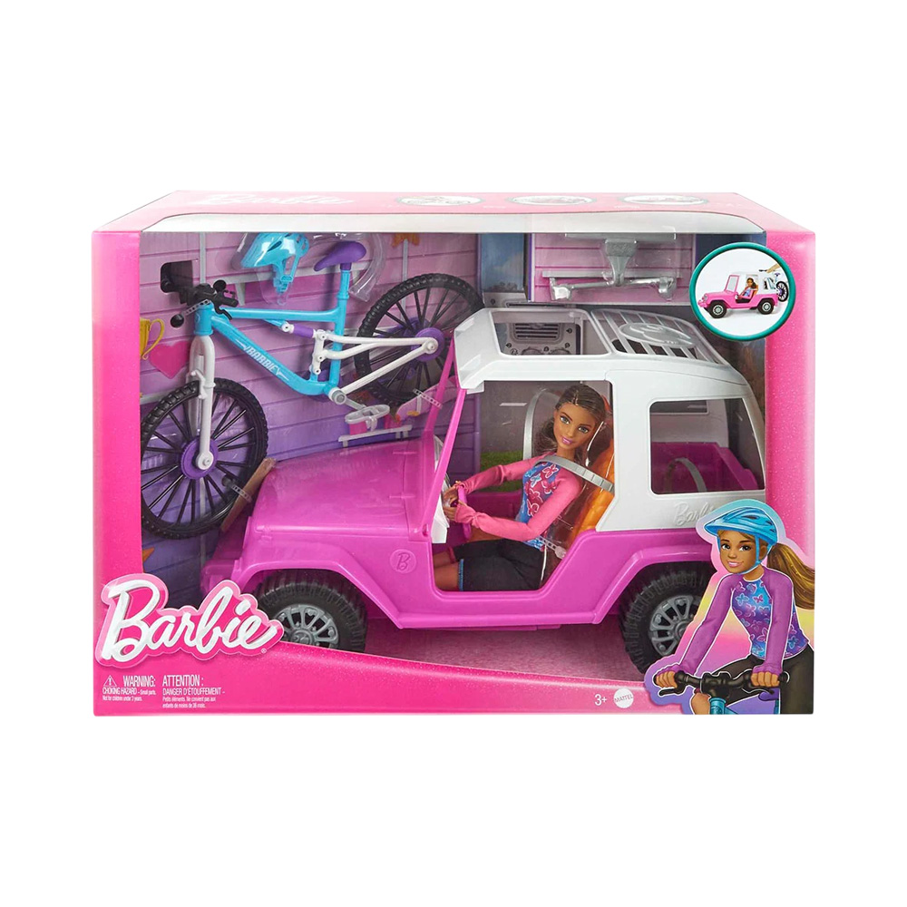 Kit de Juego Barbie Doll And Mountain Bike Bundle Car Mattel HKB06