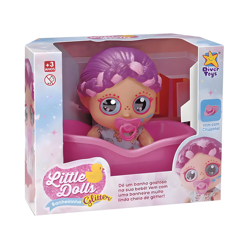 Boneca Divertoys Little Dolls Glitter Banheirinha 8231
