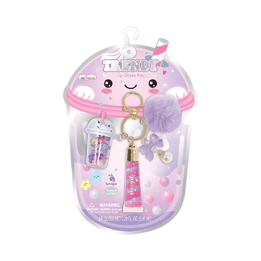 Gloss Labial Infantil Trendy Swirl Lip Gloss Keychain Hot Focus 147GO