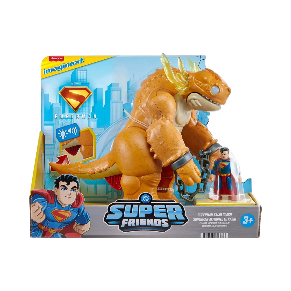 Conjunto de Brinquedos Super Friends Superman VS Kaiju Mattel JDL07